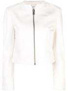 Alice+olivia Yardley Cropped Leather Jacket - White