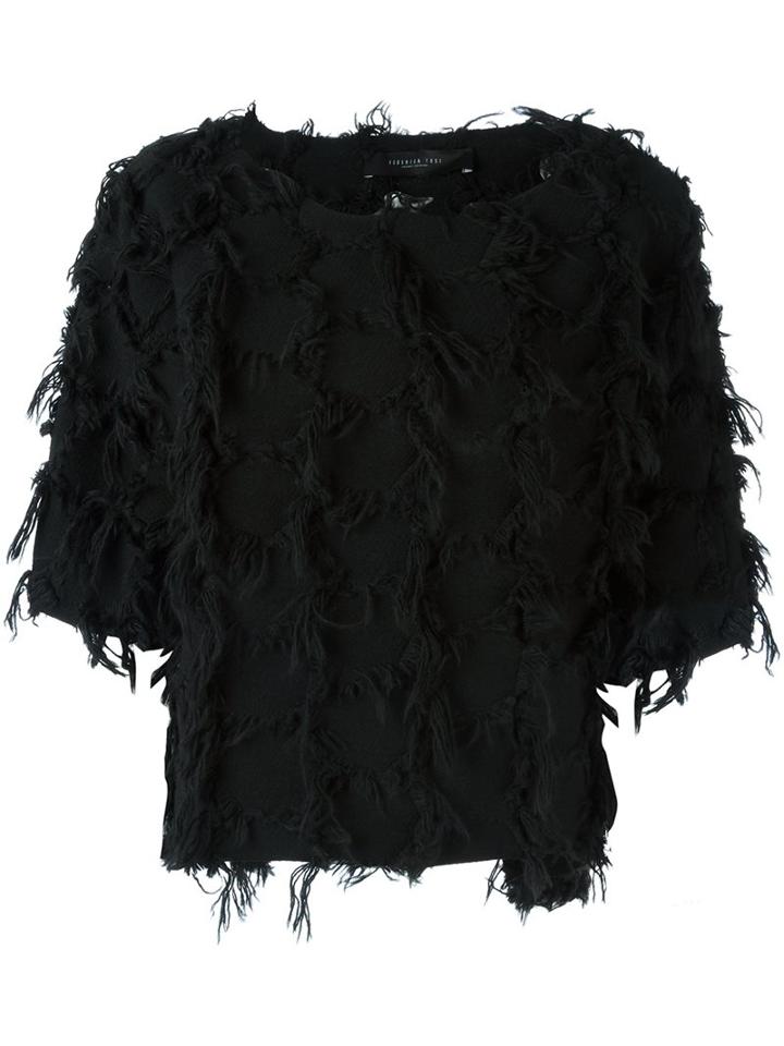 Federica Tosi Frayed Top, Women's, Size: Xs, Black, Cotton/acrylic/polyamide/wool
