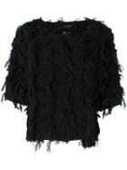 Federica Tosi Frayed Top, Women's, Size: Xs, Black, Cotton/acrylic/polyamide/wool