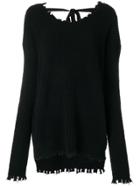 Uma Wang Distressed Ribbed Knit Sweater - Black
