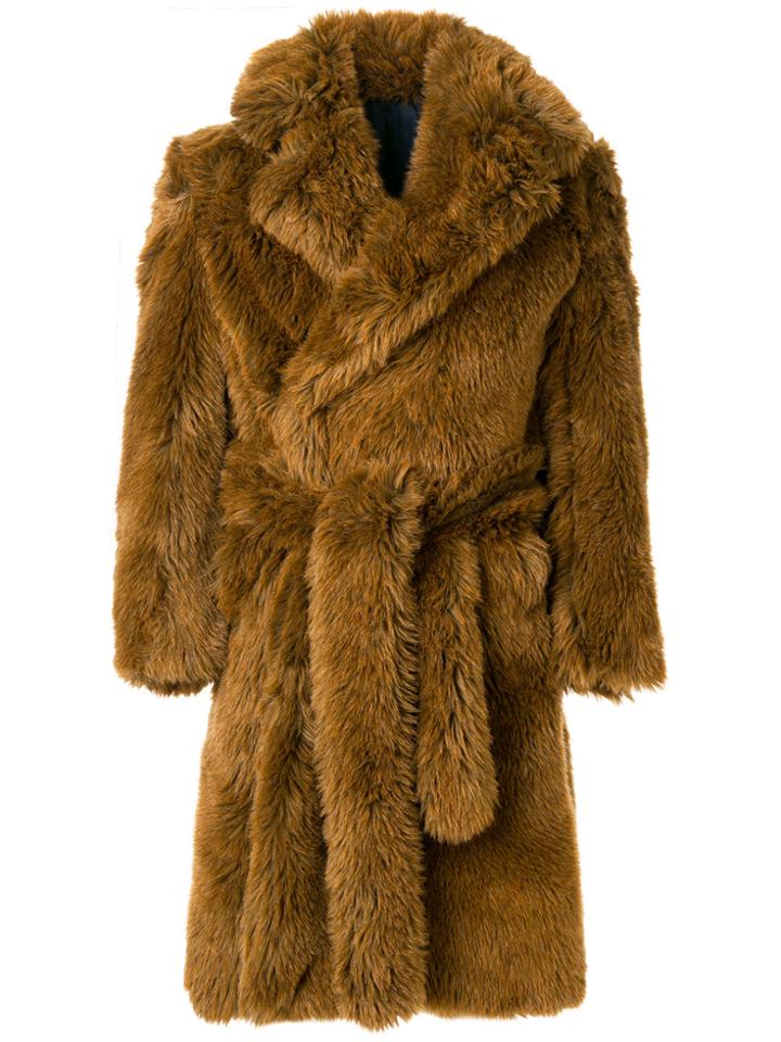 Mp Massimo Piombo Oversized Eco-fur Dressing Gown Style Coat - Brown