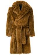 Mp Massimo Piombo Oversized Eco-fur Dressing Gown Style Coat - Brown