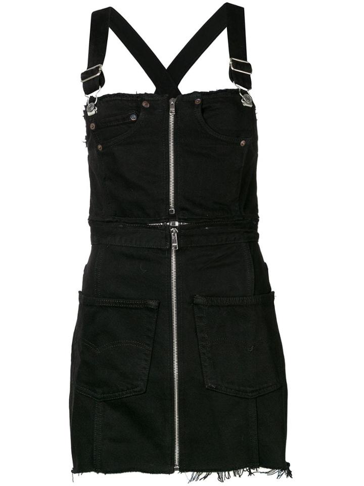 Re/done Zipped Denim Dunagaree Dress - Black