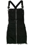 Re/done Zipped Denim Dunagaree Dress - Black