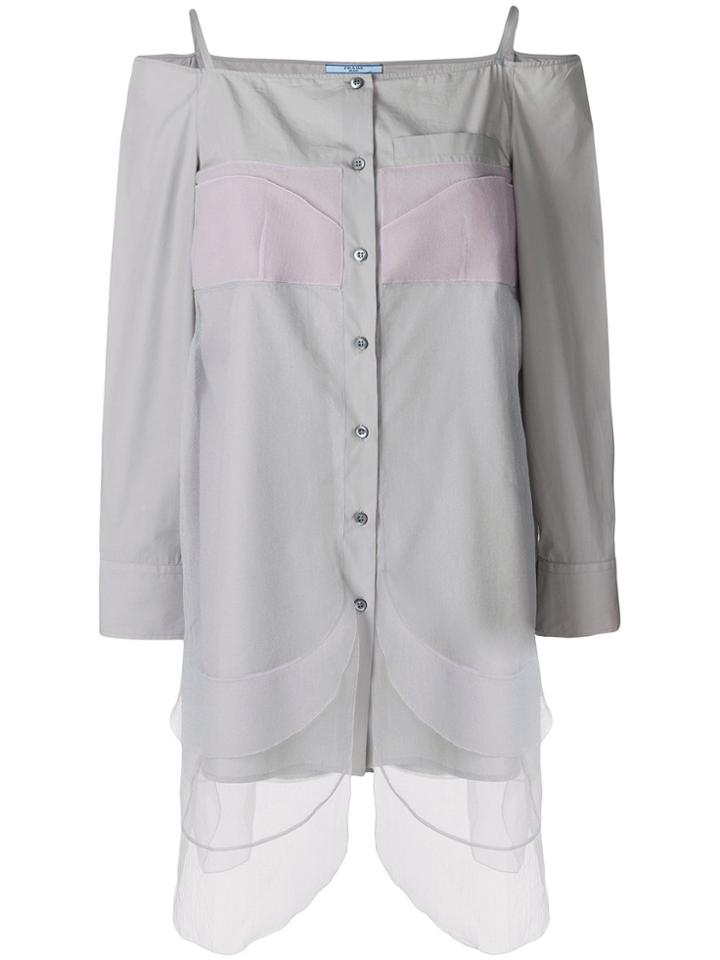 Prada Cold-shoulder Shirt - Grey