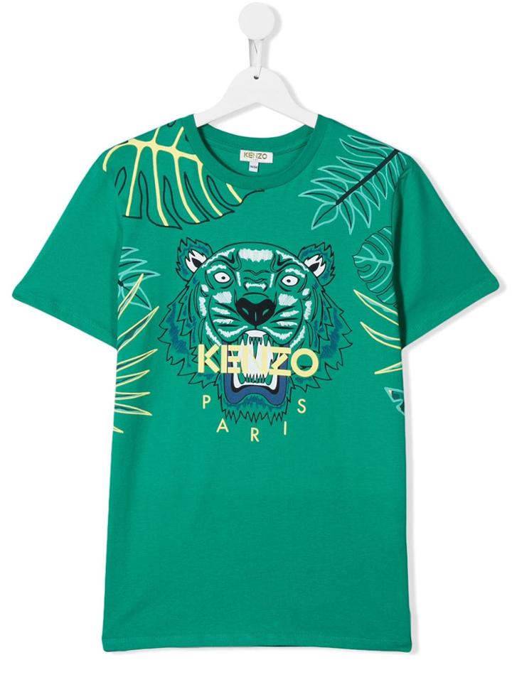 Kenzo Kids Palm Tiger Logo T-shirt - Green