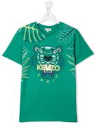 Kenzo Kids Palm Tiger Logo T-shirt - Green