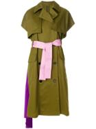Msgm Short-sleeve Belted Trench Coat - Green