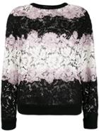 Valentino Lace Applique Stripe Sweater - Black