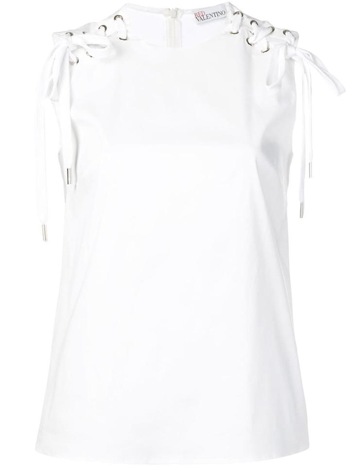 Red Valentino Lace-up Detail Tank Top - White