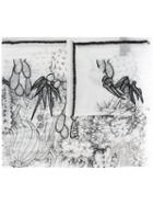 Ps By Paul Smith Cactus Motive Print Scarf, Women's, White, Silk/cotton