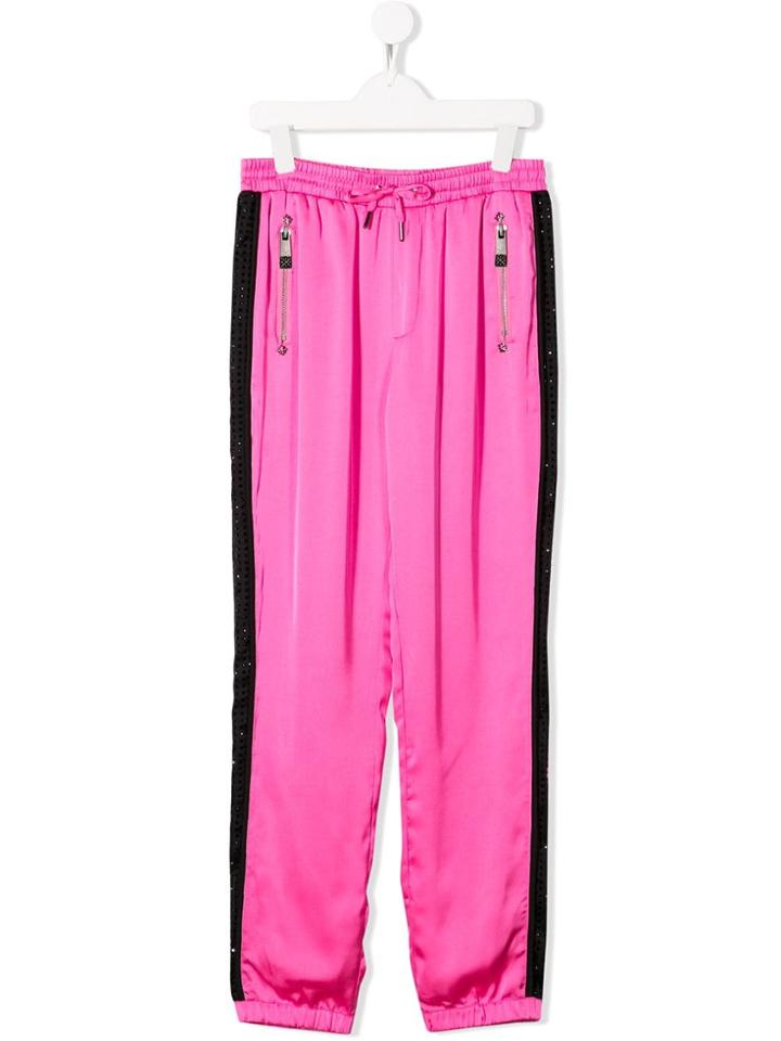 John Richmond Junior Side Stripe Satin Joggers - Pink