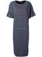 Vivetta Embroidered Striped Dress, Women's, Size: 38, Blue, Cotton