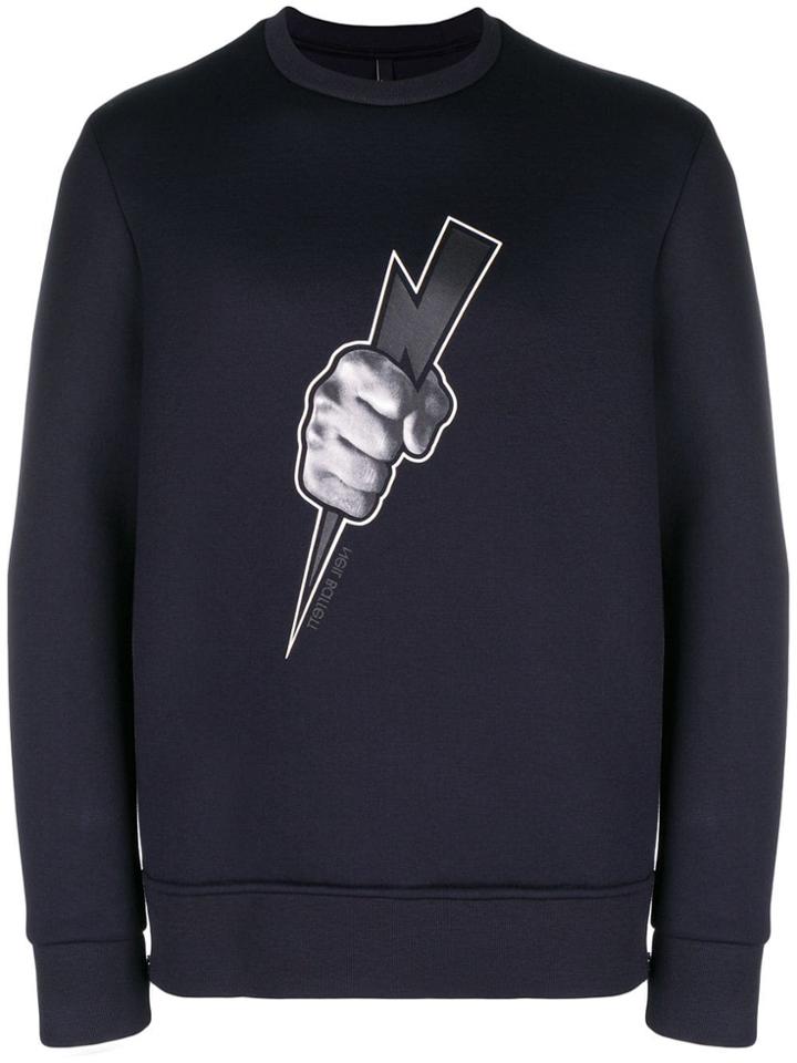 Neil Barrett Lightning Bolt Print Sweatshirt - Blue
