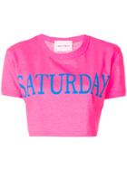 Alberta Ferretti Saturday Print Cropped T-shirt - Pink & Purple