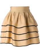 Fausto Puglisi Striped Short Full Skirt, Women's, Size: 40, Nude/neutrals, Viscose/polyamide/spandex/elastane