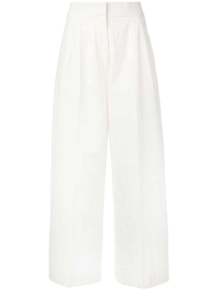 Jil Sander High-waisted Cropped Pants, Women's, Size: 36, White, Cotton