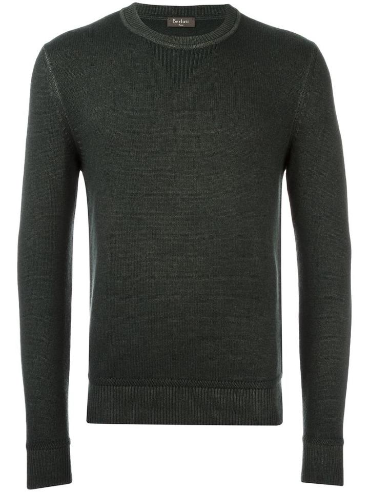 Berluti Crew Neck Jumper, Men's, Size: 50, Green, Cashmere