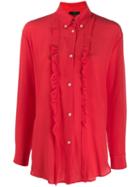 Jejia Ruffle Long-sleeve Blouse - Red