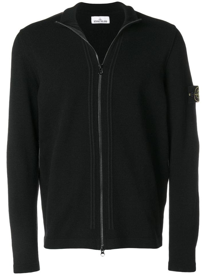 Stone Island Zip-up Cardigan - Black