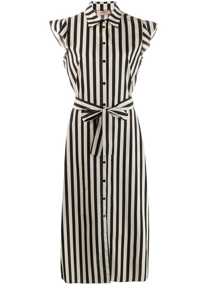 Twin-set Striped Shirt Dress - Neutrals