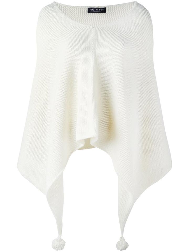 Twin-set Knitted Poncho, Women's, White, Polyamide/wool