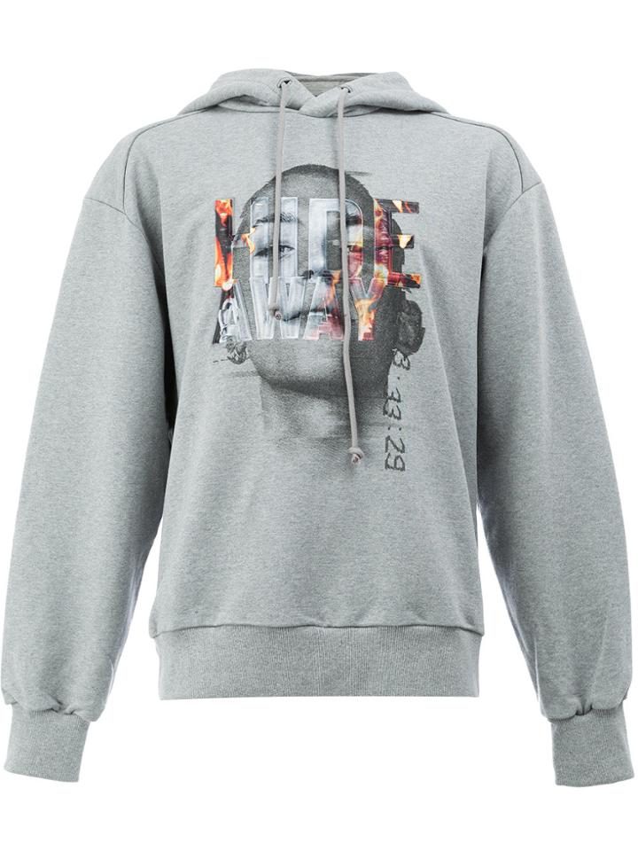 Juun.j Graphic Printed Hoodie - Grey
