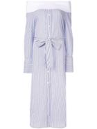 Goen.j Off-the-shoulder Striped Dress - Blue