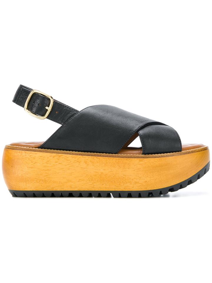 Marni Wooden Sole Sandals - Black