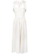 Victoria Beckham Long Ruffle Neck Dress - White