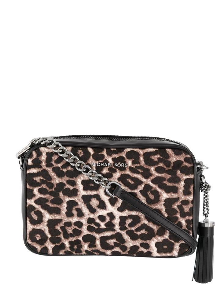 Michael Michael Kors Jet Set Leopard-print Camera Bag - Grey