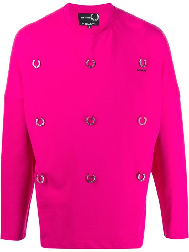 Raf Simons X Fred Perry Logo Plaque Embellished Sweatshirt - Pink