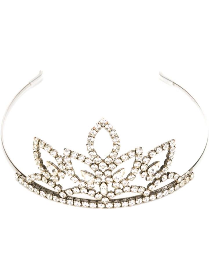 Saint Laurent Embellished Tiara, Women's, Grey, Crystal/brass