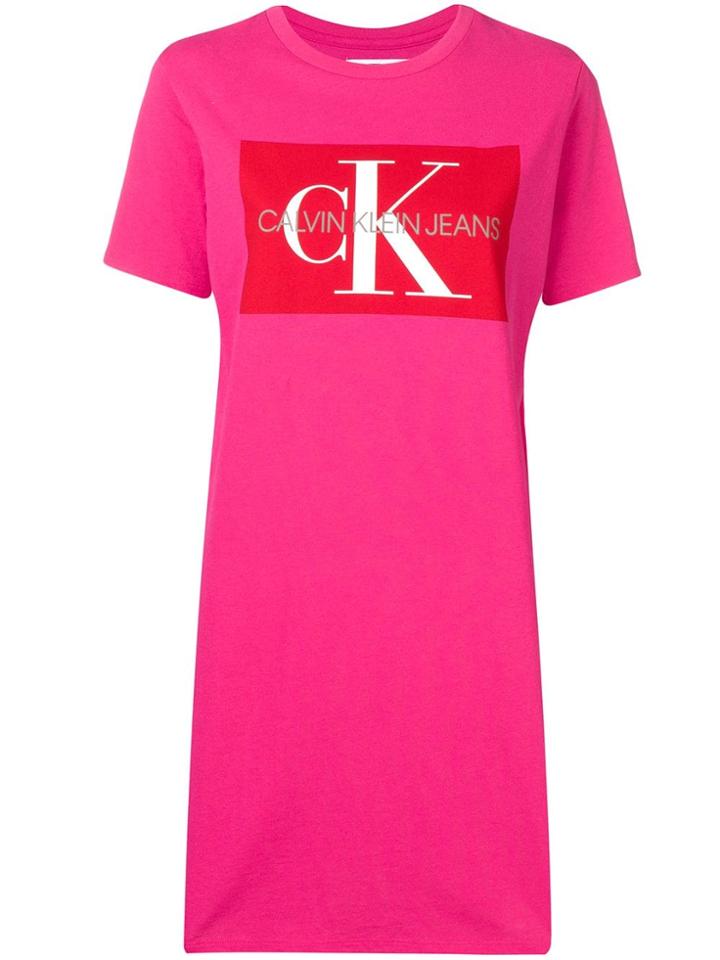 Calvin Klein Jeans Logo Print T-shirt Dress - Pink