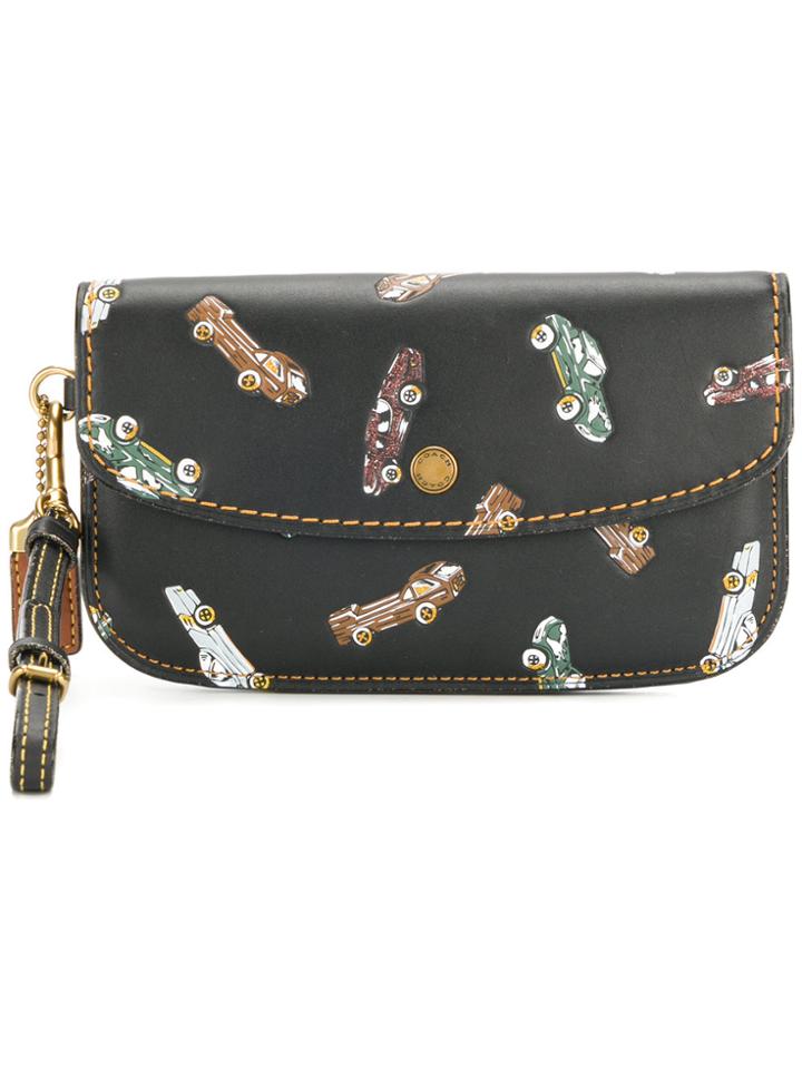 Coach Car Print Clutch - Black