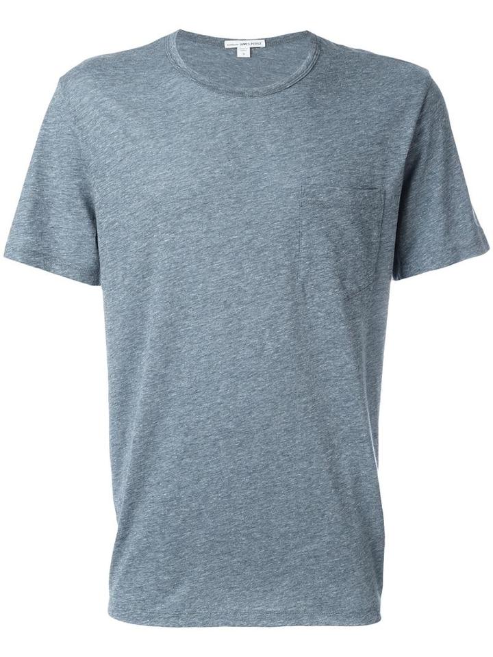 James Perse Chest Pocket T-shirt, Men's, Size: 3, Blue, Cotton/polyester/linen/flax