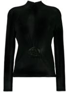 Gucci Vintage 1999 Flower Appliqué Top - Black