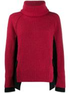 Sacai High Neck Hybrid Sweater - Red