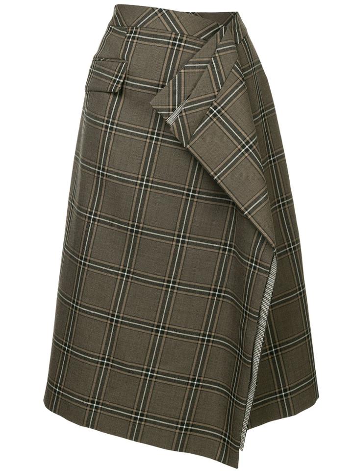 Le Ciel Bleu Checked Ruffle Skirt - Brown