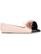 Nina Ricci Pom-pom Ballerina Pumps - Nude & Neutrals