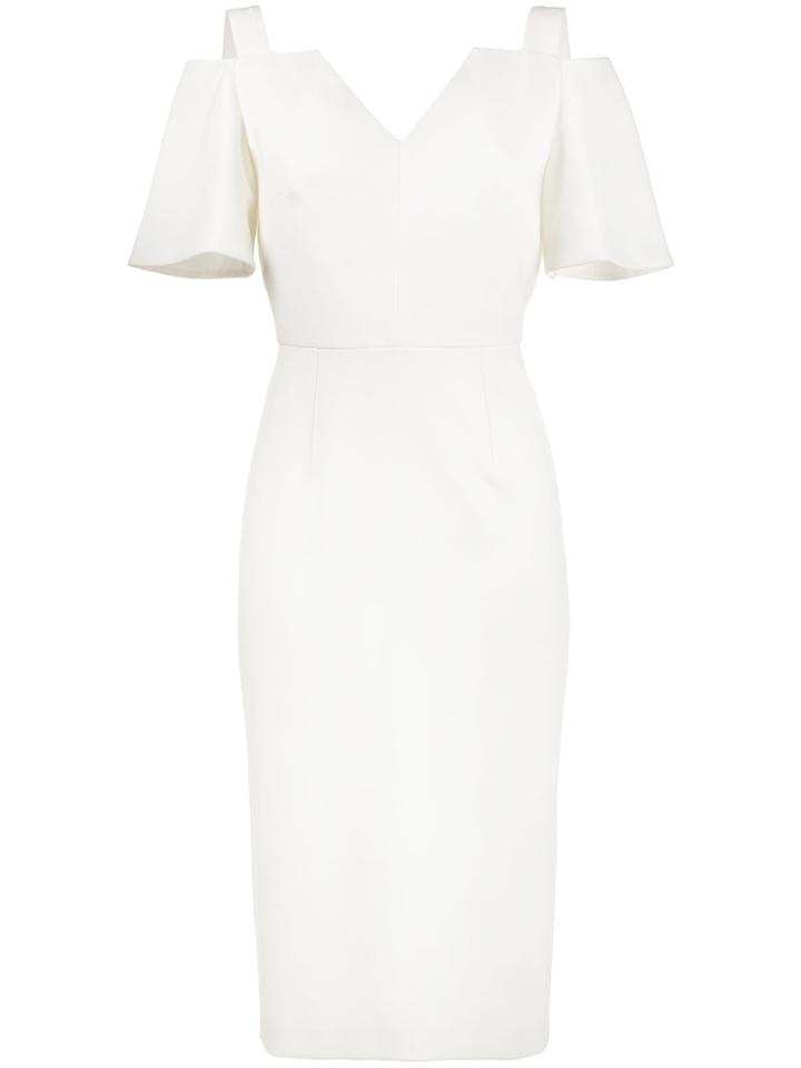 Roland Mouret Awalton Off Shoulder V Neck Dress - White
