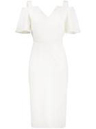 Roland Mouret Awalton Off Shoulder V Neck Dress - White