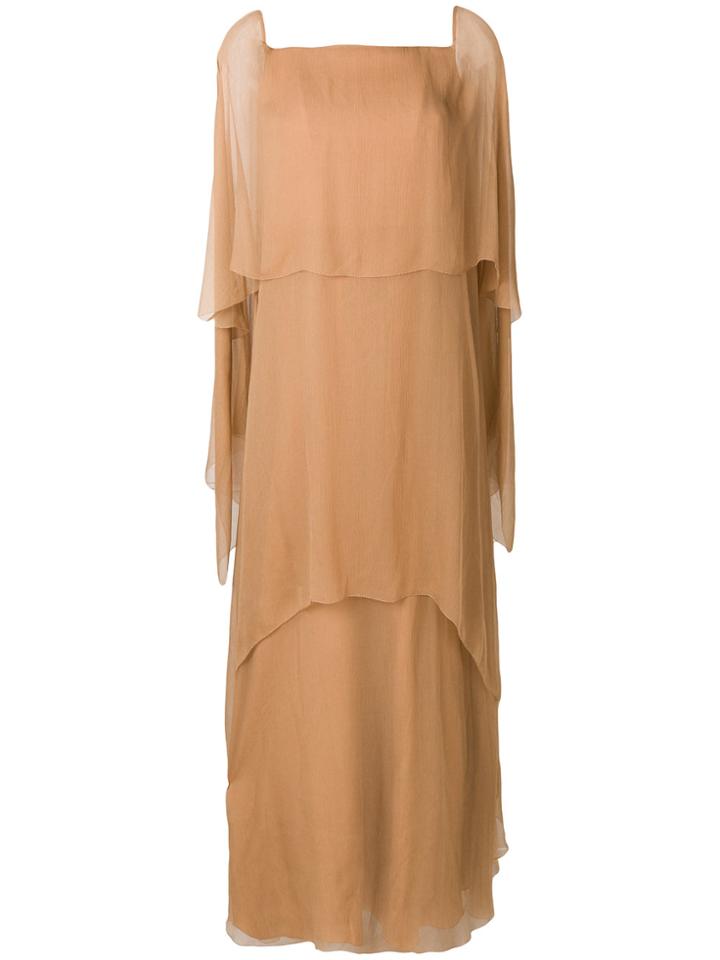 Alberta Ferretti Layered Evening Dress With Asymmetrical Sleeves -