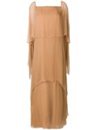 Alberta Ferretti Layered Evening Dress With Asymmetrical Sleeves -