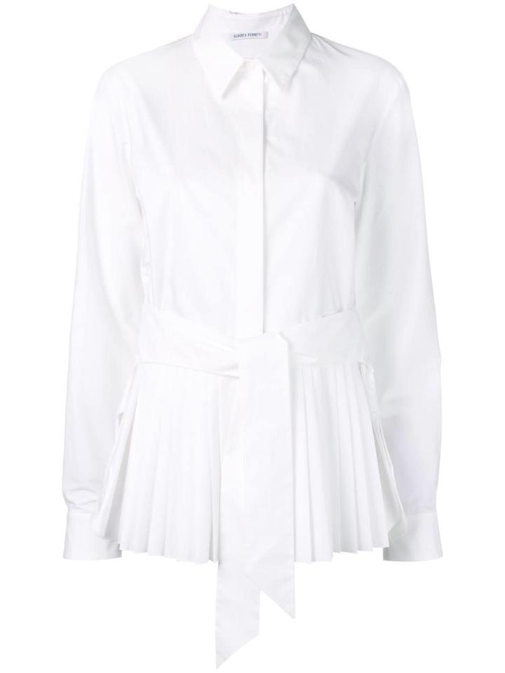 Alberta Ferretti Belted Pleated Shirt - White