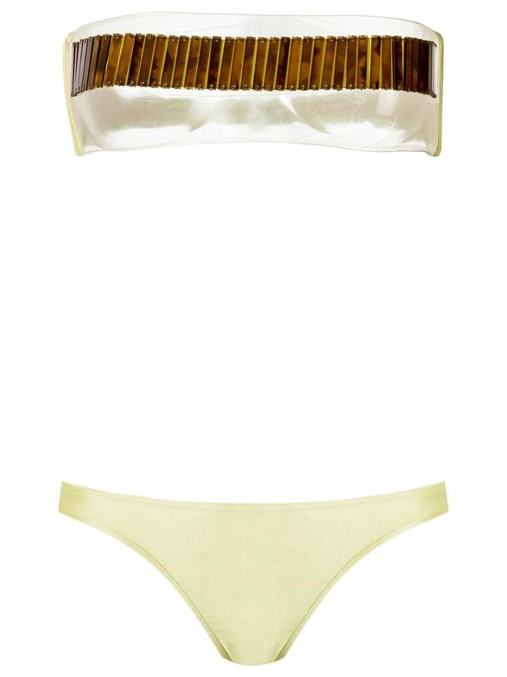 Adriana Degreas Sheer Bikini Set, Women's, Size: G, Green, Polyamide/spandex/elastane