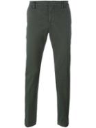 Dondup Straight Chino Trousers, Men's, Size: 31/34, Green, Cotton/spandex/elastane