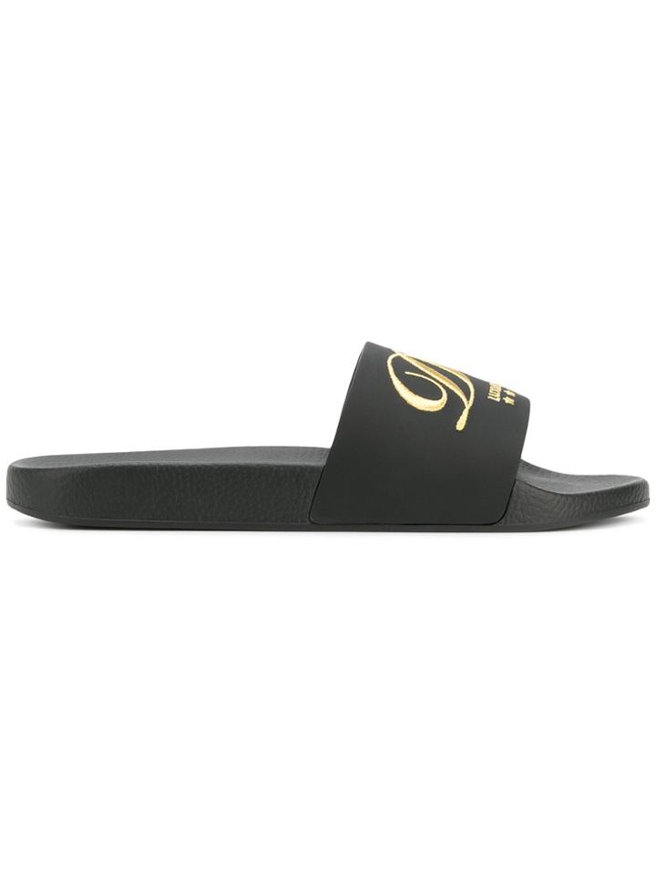 Dolce & Gabbana Logo Slide Sandals - Black
