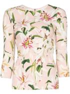 Dolce & Gabbana Lily Print Top - Pink