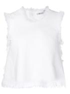 T By Alexander Wang Frayed Woven Top, Women's, Size: 4, White, Cotton